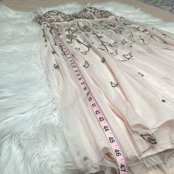 Aidan Mattox Pink Blush Embellished Beaded Floral Tea Length Dress - Picture 7 of 17